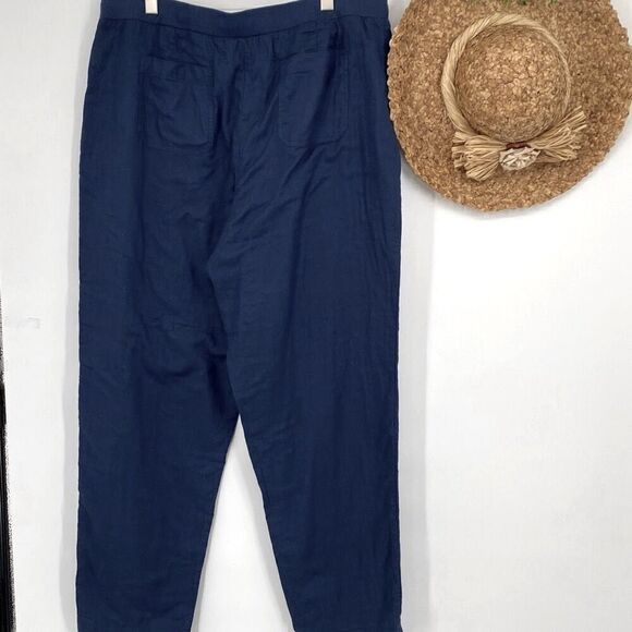 NWT J. Jill Women's Linen Cotton Pull On Drawstring Pants Indigo Blue XLT - Picture 7 of 13